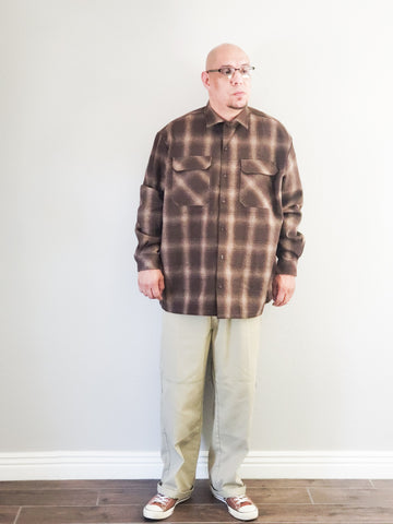FB County Brown/Tan Wool Long Sleeve Shirt/Jacket