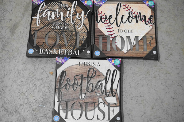 This Family runs on Chaos Love & Basketball - Sports LED Light Canvas