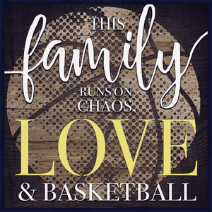 This Family runs on Chaos Love & Basketball - Sports LED Light Canvas