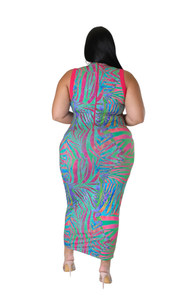 Neon Zebra Stripe Dress