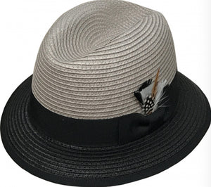 Faux Milan Lowrider Straw Hat – Black/Grey